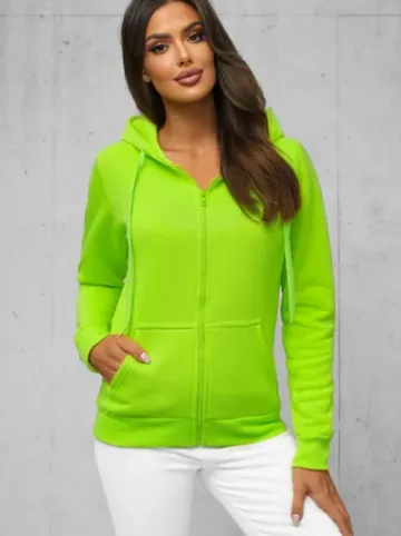 Bluza damska rozpinana z kapturem zielona-neonowa JS/W03Z^Ozonee Outlet