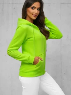 Bluza damska rozpinana z kapturem zielona-neonowa JS/W03Z^Ozonee Outlet