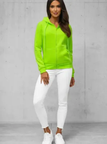 Bluza damska rozpinana z kapturem zielona-neonowa JS/W03Z^Ozonee Outlet