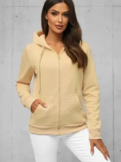 Bluza damska rozpinana z kapturem jasno-beżowa JS/W03/159Z^Ozonee New