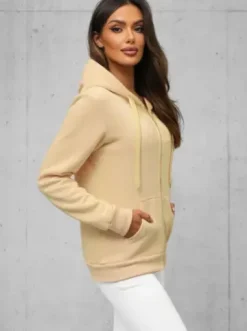 Bluza damska rozpinana z kapturem jasno-beżowa JS/W03/159Z^Ozonee New