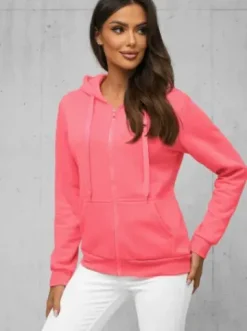 Bluza damska rozpinana z kapturem różowa JS/W03Z^Ozonee Fashion