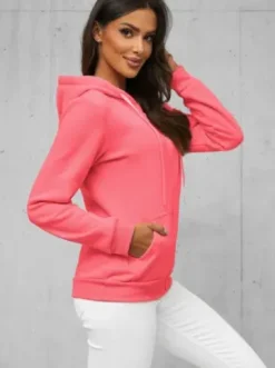 Bluza damska rozpinana z kapturem różowa JS/W03Z^Ozonee Fashion