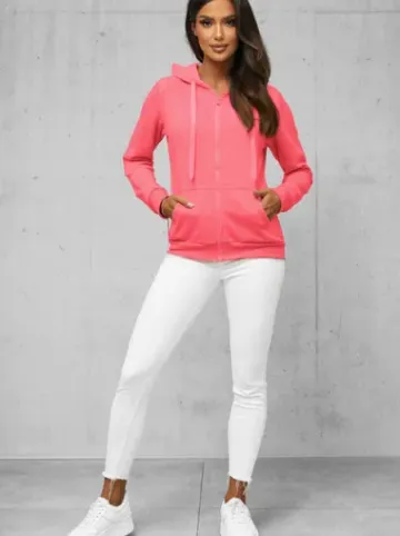 Bluza damska rozpinana z kapturem różowa JS/W03Z^Ozonee Fashion