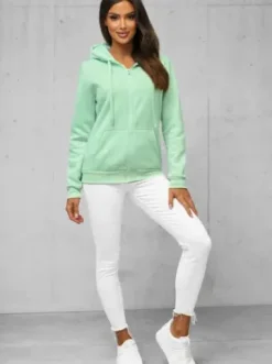 Bluza damska rozpinana z kapturem miętowa JS/W03Z^Ozonee Discount