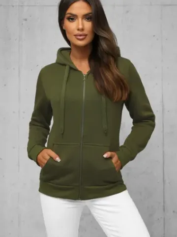 Bluza damska rozpinana z kapturem khaki JS/W03Z^Ozonee Best