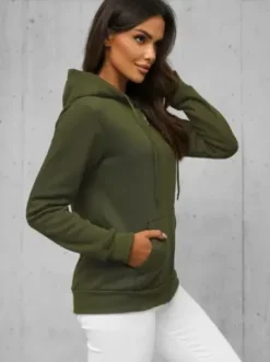 Bluza damska rozpinana z kapturem khaki JS/W03Z^Ozonee Best