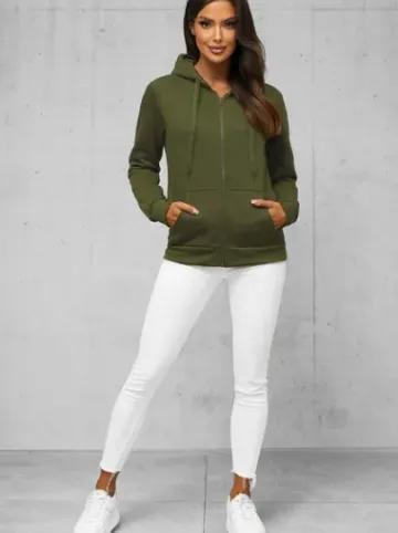 Bluza damska rozpinana z kapturem khaki JS/W03Z^Ozonee Best