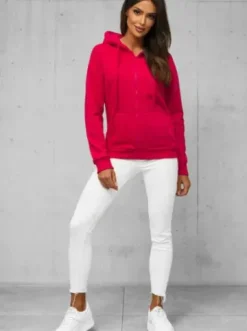 Bluza damska rozpinana z kapturem malinowa JS/W03/59Z^Ozonee Sale