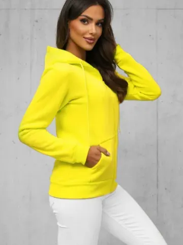 Bluza damska rozpinana z kapturem żółta-neonowa JS/W03Z^Ozonee Clearance