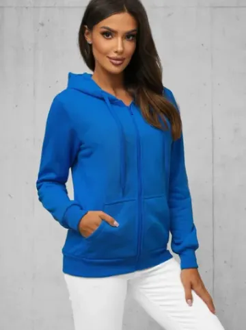 Bluza damska rozpinana z kapturem niebieska JS/W03Z^Ozonee Fashion