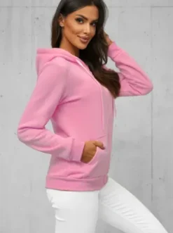 Bluza damska rozpinana z kapturem jasno-różowa JS/W03Z^Ozonee Best