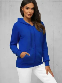 Bluza damska rozpinana z kapturem kobaltowa JS/W03Z^Ozonee New