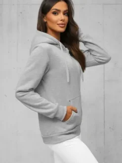 Bluza damska rozpinana z kapturem szara JS/W03Z^Ozonee Fashion