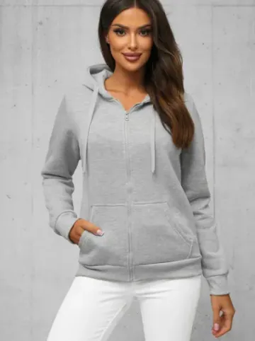 Bluza damska rozpinana z kapturem szara JS/W03Z^Ozonee Fashion