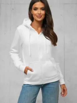 Bluza damska rozpinana z kapturem biała JS/W03Z^Ozonee Best
