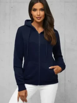 Bluza damska rozpinana z kapturem granatowa JS/W03Z^Ozonee Discount