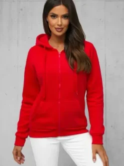 Bluza damska rozpinana z kapturem czerwona JS/W03Z^Ozonee Hot
