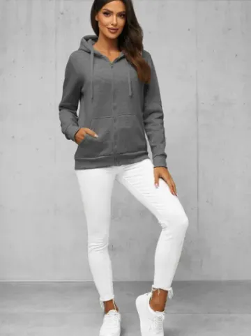 Bluza damska rozpinana z kapturem grafitowa JS/W03Z^Ozonee Online