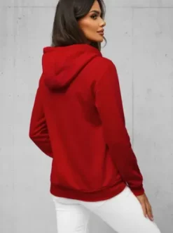 Bluza damska rozpinana z kapturem ciemno-czerwona JS/W03Z^Ozonee Clearance