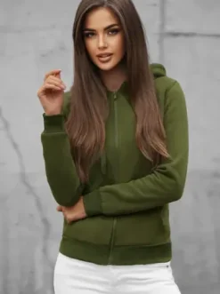 Bluza damska rozpinana z kapturem khaki JS/W03Z^Ozonee New