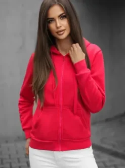Bluza damska rozpinana z kapturem malinowa JS/W03/59Z^Ozonee Best