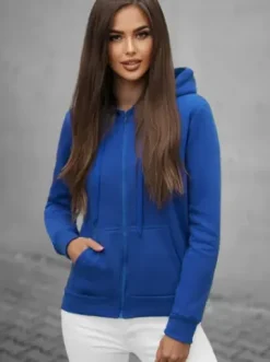 Bluza damska rozpinana z kapturem chabrowa JS/W03/65Z^Ozonee Clearance