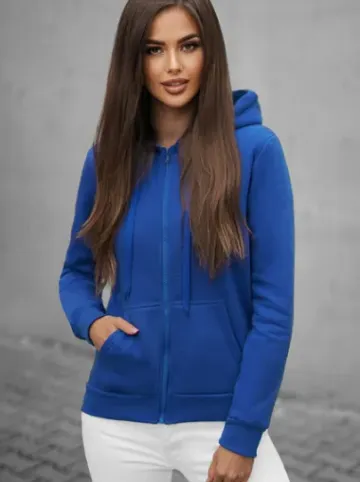 Bluza damska rozpinana z kapturem chabrowa JS/W03/65Z^Ozonee Clearance