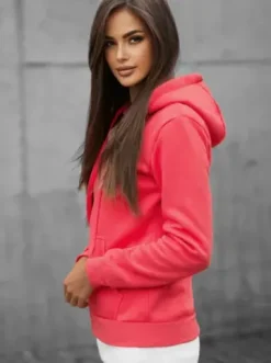 Bluza damska rozpinana z kapturem koralowa JS/W03/58Z^Ozonee Best