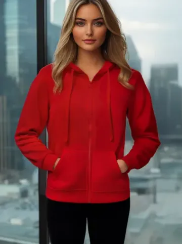 Bluza damska rozpinana z kapturem ciemno-czerwona JS/W03Z^Ozonee Sale