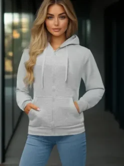 Bluza damska rozpinana z kapturem szara JS/W03Z^Ozonee Outlet