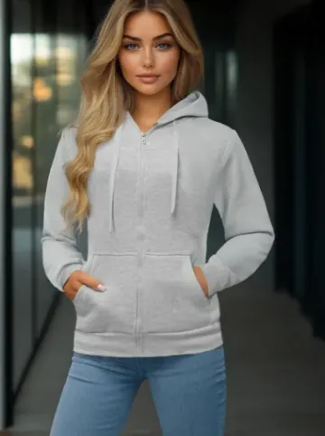 Bluza damska rozpinana z kapturem szara JS/W03Z^Ozonee Outlet