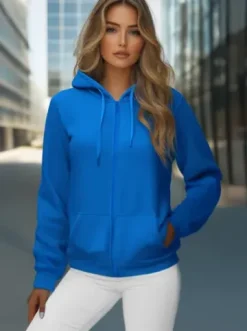Bluza damska rozpinana z kapturem niebieska JS/W03Z^Ozonee Best
