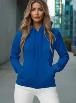 Bluza damska rozpinana z kapturem chabrowa JS/W03/65^Ozonee Sale
