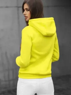 Bluza damska rozpinana z kapturem żółta-neonowa JS/W03Z^Ozonee Fashion