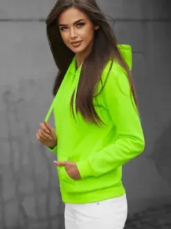 Bluza damska rozpinana z kapturem zielona-neonowa JS/W03Z^Ozonee Clearance