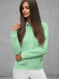 Bluza damska rozpinana z kapturem miętowa JS/W03Z^Ozonee Discount