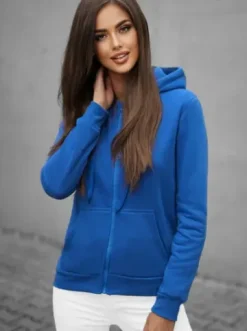 Bluza damska rozpinana z kapturem niebieska JS/W03Z^Ozonee Best
