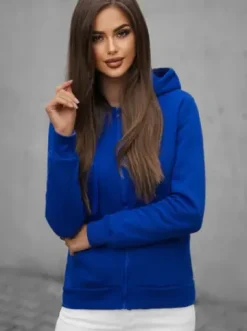 Bluza damska rozpinana z kapturem kobaltowa JS/W03Z^Ozonee Clearance