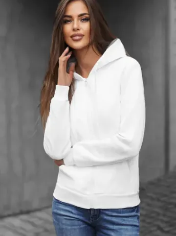 Bluza damska rozpinana z kapturem biała JS/W03Z^Ozonee Sale