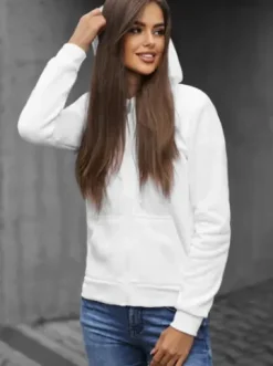 Bluza damska rozpinana z kapturem biała JS/W03Z^Ozonee Sale