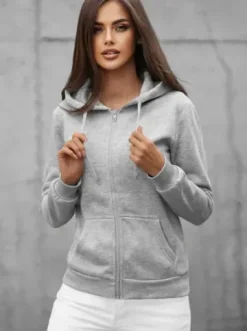 Bluza damska rozpinana z kapturem szara JS/W03Z^Ozonee Best