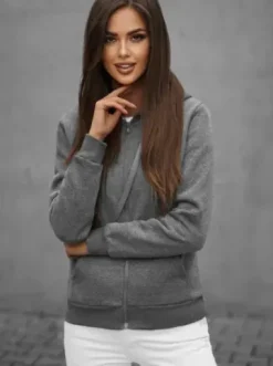 Bluza damska rozpinana z kapturem grafitowa JS/W03Z^Ozonee Clearance