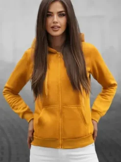 Bluza damska rozpinana z kapturem camelowa JS/W03Z^Ozonee Online