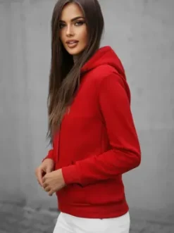 Bluza damska rozpinana z kapturem ciemno-czerwona JS/W03Z^Ozonee New