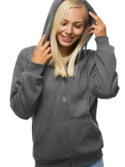 Bluza damska rozpinana z kapturem grafitowa JS/W03Z^Ozonee Outlet