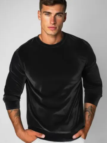 Bluza męska welurowa czarna JS/8B1166/3^Ozonee Discount