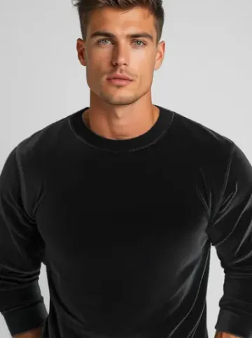 Bluza męska welurowa czarna JS/8B1166/3^Ozonee Discount