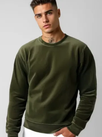 Bluza męska welurowa khaki JS/8B1166/29^Ozonee Outlet