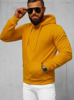 Bluza męska z kapturem camelowa JS/2009Z^Ozonee Outlet